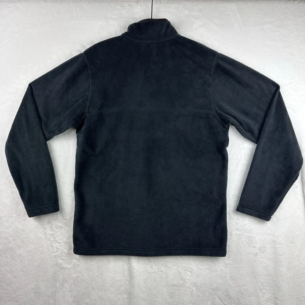 Columbia‎ 1/4 Snap Fleece Jacket Mens Small Long Sleeve black gray EUC